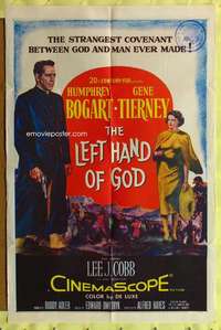 h395 LEFT HAND OF GOD one-sheet movie poster '55 priest Humphrey Bogart!