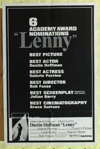 h391 LENNY one-sheet movie poster '74 Academy Award nominations style!