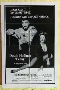 h392 LENNY style B one-sheet movie poster '74 Dustin Hoffman, Perrine, Fosse