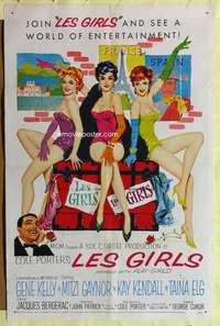 h390 LES GIRLS one-sheet movie poster '57 Cukor, Gene Kelly, Mitzi Gaynor