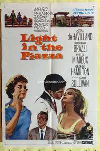 h383 LIGHT IN THE PIAZZA one-sheet movie poster '61 De Havilland, Mimieux
