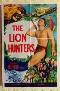 h381 LION HUNTERS one-sheet movie poster R50s Johnny Sheffield as Bomba!