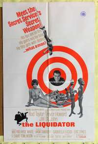 h380 LIQUIDATOR one-sheet movie poster '66 Rod Taylor, cool target style!