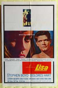 h378 LISA one-sheet movie poster '62 Stephen Boyd, Dolores Hart, English!
