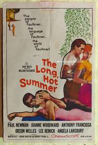 h370 LONG HOT SUMMER one-sheet movie poster '58 Paul Newman, Woodward