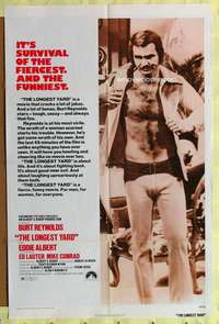 h369 LONGEST YARD one-sheet movie poster '74 Burt Reynolds, football!