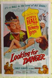 h367 LOOKING FOR DANGER one-sheet movie poster '57 Bowery Boys, Huntz Hall