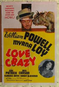 h363 LOVE CRAZY style C one-sheet movie poster '41 William Powell, Myrna Loy