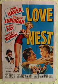 h362 LOVE NEST one-sheet movie poster '51 sexy Marilyn Monroe, June Haver