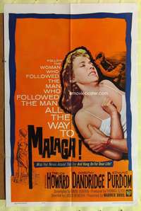 h344 MALAGA one-sheet movie poster '62 Trevor Howard, Dorothy Dandridge
