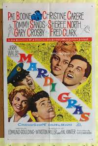 h339 MARDI GRAS one-sheet movie poster '58 Pat Boone, Christine Carere