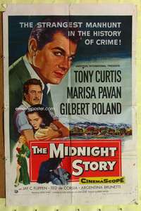 h331 MIDNIGHT STORY one-sheet movie poster '57 Tony Curtis, San Francisco!