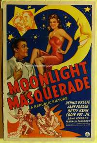 h321 MOONLIGHT MASQUERADE one-sheet movie poster '42 Jane Frazee, O'Keefe