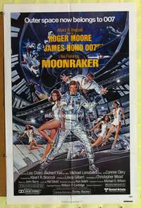 h319 MOONRAKER one-sheet movie poster '79 Roger Moore as James Bond!