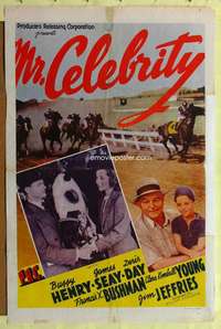 h316 MR CELEBRITY one-sheet movie poster '41 cool horse racing image!