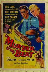 h314 MURDER IS MY BEAT one-sheet movie poster '55 Edgar Ulmer film noir!