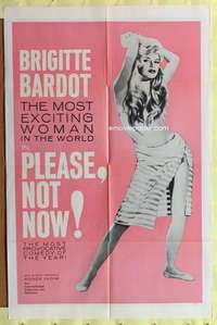 h298 ONLY FOR LOVE pink one-sheet movie poster '63 sexy Brigitte Bardot!