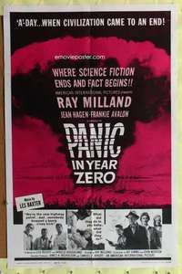 h291 PANIC IN YEAR ZERO style B one-sheet movie poster '62 Ray Milland, Hagen