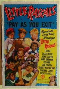 h285 PAY AS YOU EXIT one-sheet movie poster R50 Little Rascals, Our Gang!