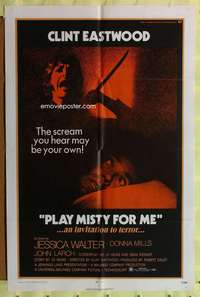 h276 PLAY MISTY FOR ME one-sheet movie poster '71 classic Clint Eastwood!