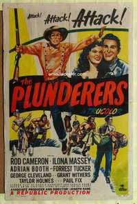 h272 PLUNDERERS one-sheet movie poster '48 Rod Cameron, Ilona Massey