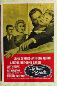 h268 PORTRAIT IN BLACK one-sheet movie poster '60 Lana Turner, Quinn