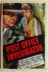 h265 POST OFFICE INVESTIGATOR one-sheet movie poster '49 Audrey Long, USPS!