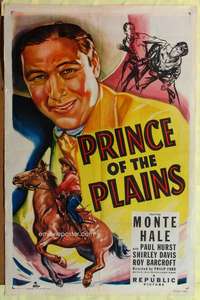 h264 PRINCE OF THE PLAINS one-sheet movie poster '49 Monte Hale on horse!