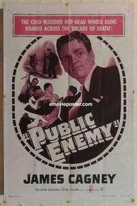 h260 PUBLIC ENEMY one-sheet movie poster R54 James Cagney, Jean Harlow