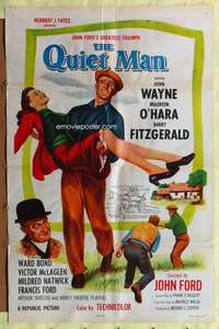 h259 QUIET MAN one-sheet movie poster R57 John Wayne, Maureen O'Hara