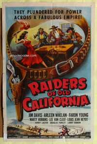 h256 RAIDERS OF OLD CALIFORNIA one-sheet movie poster '57 Jim Davis