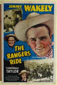 h251 RANGERS RIDE one-sheet movie poster '48 Jimmy Wakely, Cannonball!