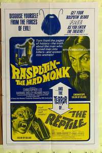 h249 RASPUTIN THE MAD MONK/REPTILE one-sheet movie poster '66 horror!