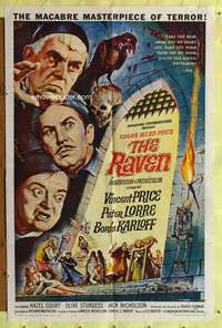 h248 RAVEN one-sheet movie poster '63 Boris Karloff, Price, Peter Lorre