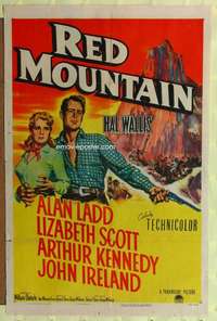 h246 RED MOUNTAIN one-sheet movie poster '52 Alan Ladd, Liz Scott