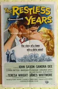 h241 RESTLESS YEARS one-sheet movie poster '58 John Saxon, Sandra Dee
