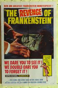 h237 REVENGE OF FRANKENSTEIN one-sheet movie poster '58 Peter Cushing