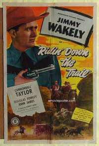 h232 RIDIN' DOWN THE TRAIL one-sheet movie poster '47 Jimmy Wakely