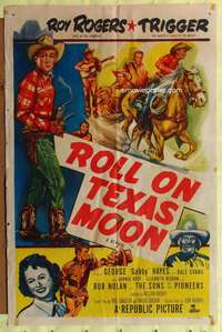 h221 ROLL ON TEXAS MOON one-sheet movie poster R52 Roy Rogers, Dale Evans