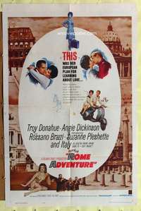 h220 ROME ADVENTURE one-sheet movie poster '62 Donahue, Angie Dickinson