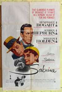 h216 SABRINA one-sheet movie poster R62 Audrey Hepburn, Bogart, Holden