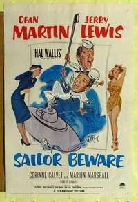 h213 SAILOR BEWARE one-sheet movie poster '52 Dean Martin & Jerry Lewis!