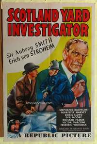 h205 SCOTLAND YARD INVESTIGATOR one-sheet movie poster '45 Von Stroheim