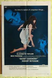 h203 SECRET CEREMONY one-sheet movie poster '68 Liz Taylor, Mia Farrow