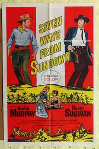 h196 SEVEN WAYS FROM SUNDOWN one-sheet movie poster '60 Audie Murphy