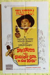 h190 SHAKIEST GUN IN THE WEST one-sheet movie poster '68 Don Knotts