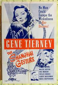 h189 SHANGHAI GESTURE one-sheet movie poster R50s super sexy Gene Tierney!