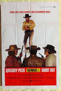 h183 SHOOT OUT one-sheet movie poster '71 gunfighting Gregory Peck!
