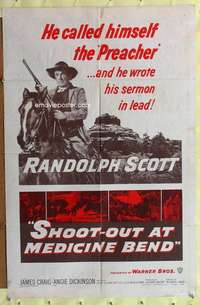 h182 SHOOT-OUT AT MEDICINE BEND one-sheet movie poster '57 Raldolph Scott