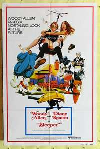 h167 SLEEPER int'l one-sheet movie poster '74 Woody Allen, Diane Keaton, wacky!